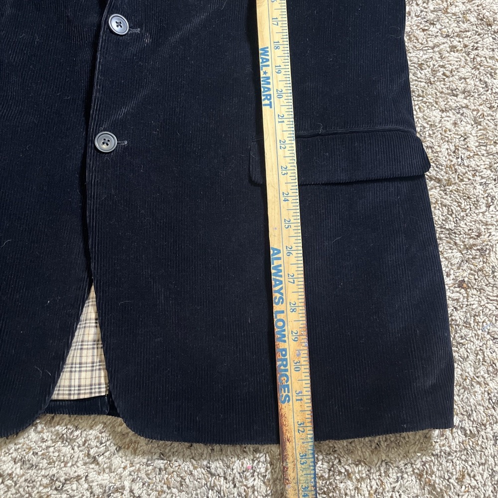 Saddlebred Corduroy Blazer Jacket Mens 48R Black Sport Coat Plaid Lined - Picture 7 of 7